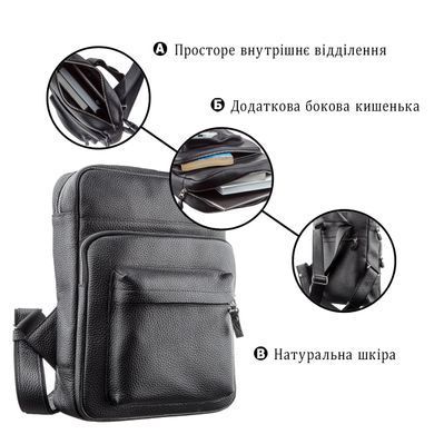 Рюкзак Shvigel 11185 из натуральной кожи Черный